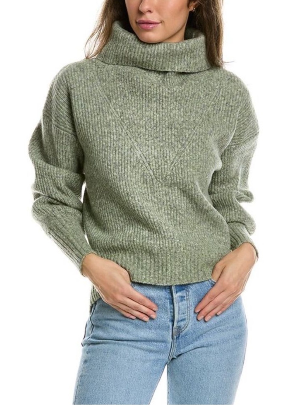 Ted Baker London Ribbed Cowl Neck Sweater in Sage Green Heather
